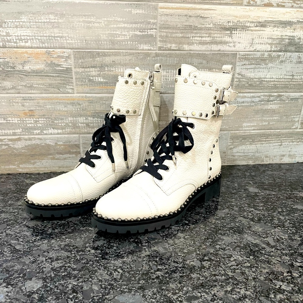Sam Edelman white combat boots new